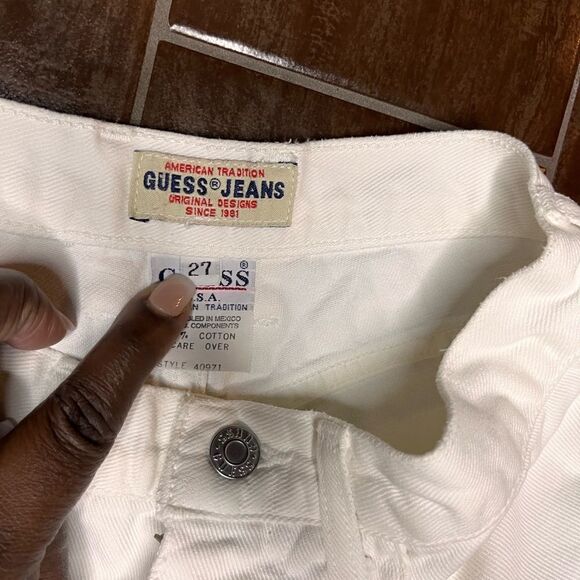 Guess white denim beach resort cuffed shorts sz 27 - Picture 3 of 9